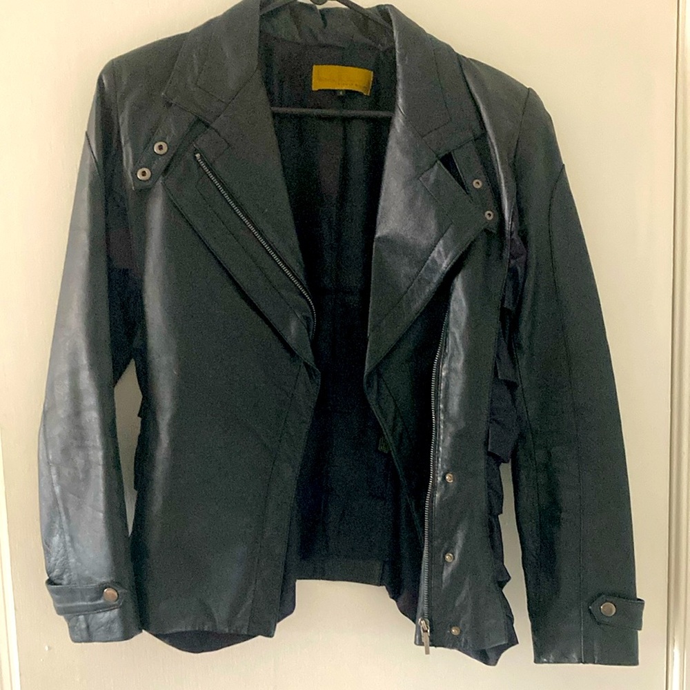 Vintage Black Leather Women’s Nicole Miller Medium Designer Motorcycle